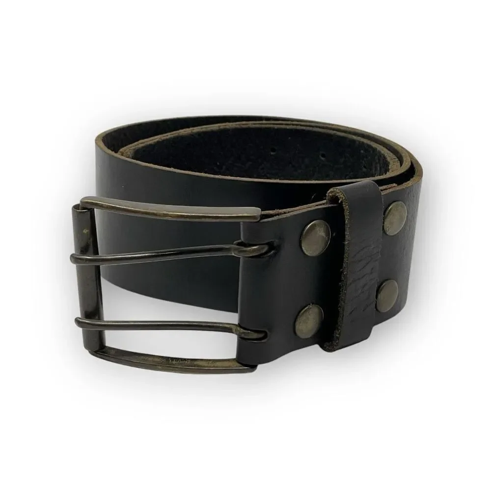 Cowboys Belt Brown Brass Double Hole Genuine Leather Belt Unisex Size 34 Waist